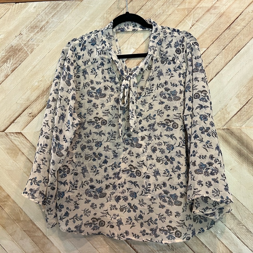 Lucky Brand Floral Bell Sleeve Blouse